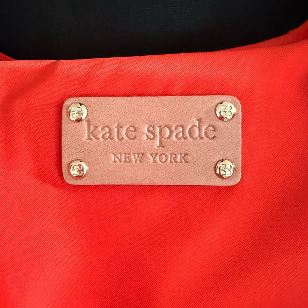 Kate Spade Nylon Orange Tote with Tan Leather Accents - Picture 3 of 15